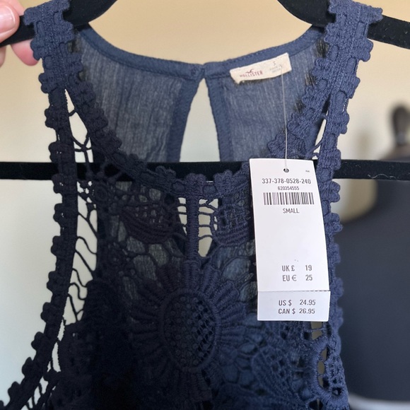 Hollister Navy Blue, Lace Top flowy bottom Tank - Picture 5 of 5